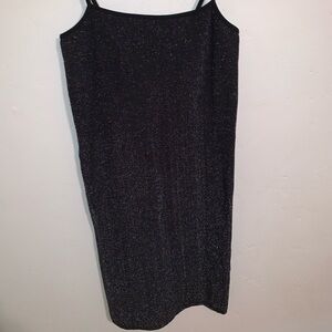 Forever 21+ Black Glitter Spaghetti Strap Bodycon Slip Dress
